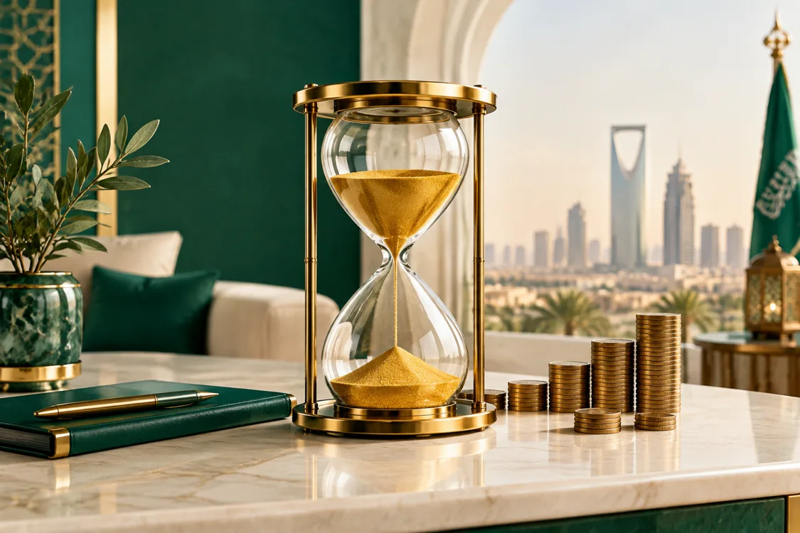 مشهد توضيحي مولّد بالذكاء الاصطناعي لدراسة الالتزامات المالية بهوية سند