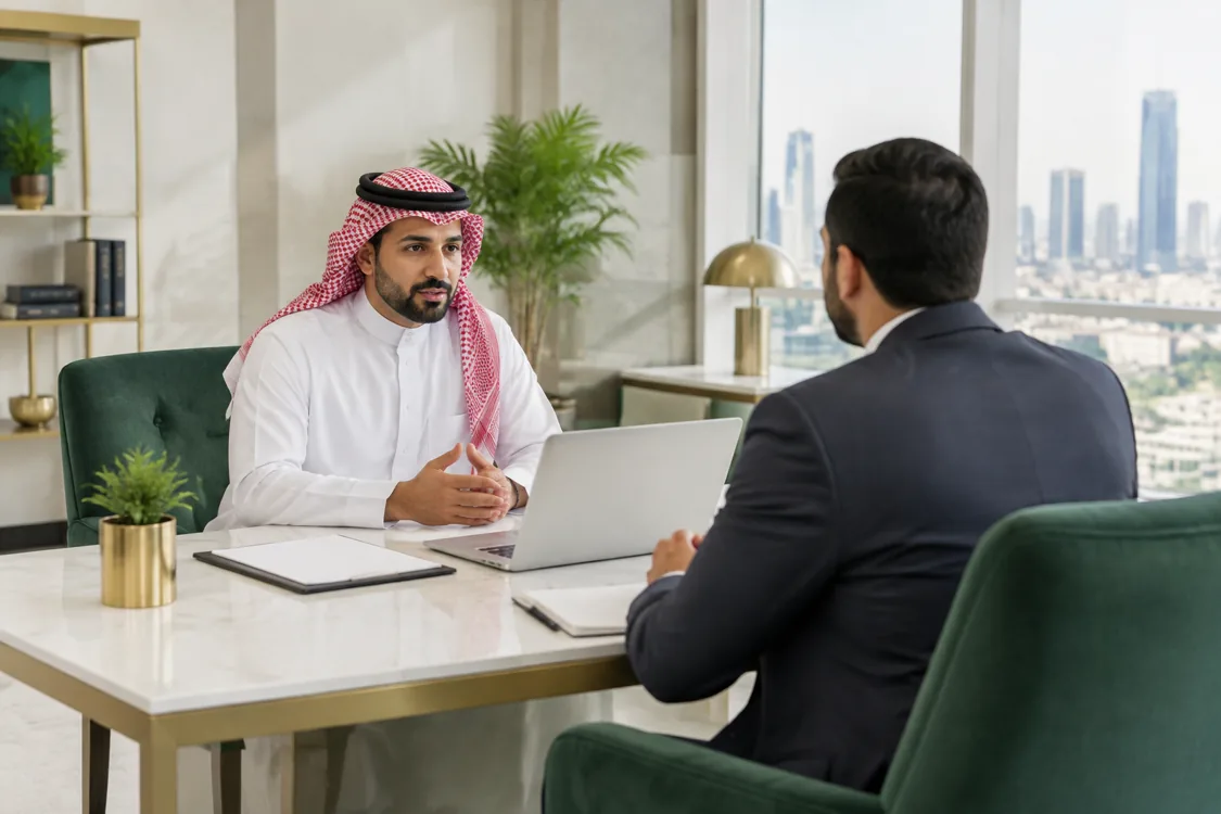 مشهد توضيحي مولّد بالذكاء الاصطناعي لدراسة الالتزامات المالية بهوية سند
